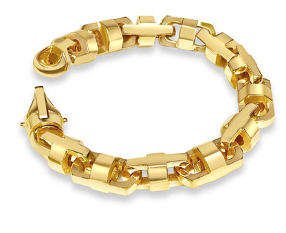 Anchor Mariner Solid Gold Handmade Bracelet , 14mm, 6.5-10 Inch