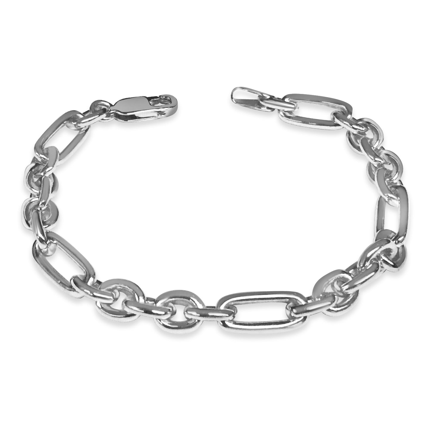 Rolo (Figaro) Solid Gold Handmade Bracelet , 7mm, 6.5-10 Inch