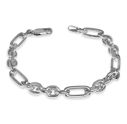Rolo (Figaro) Solid Gold Handmade Bracelet , 7mm, 6.5-10 Inch