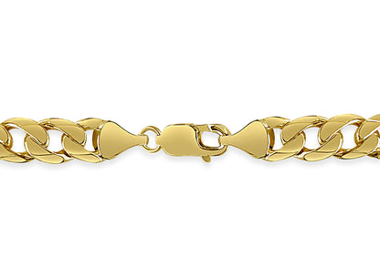 Curb Solid Gold Handmade Bracelet , 9mm, 6.5-10 Inch