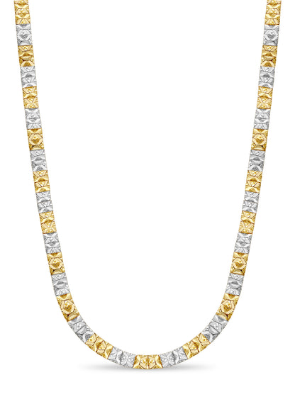 18k Solid Yellow Gold Handmade 9mm Nugget Link Necklace, 30", Approx 127g