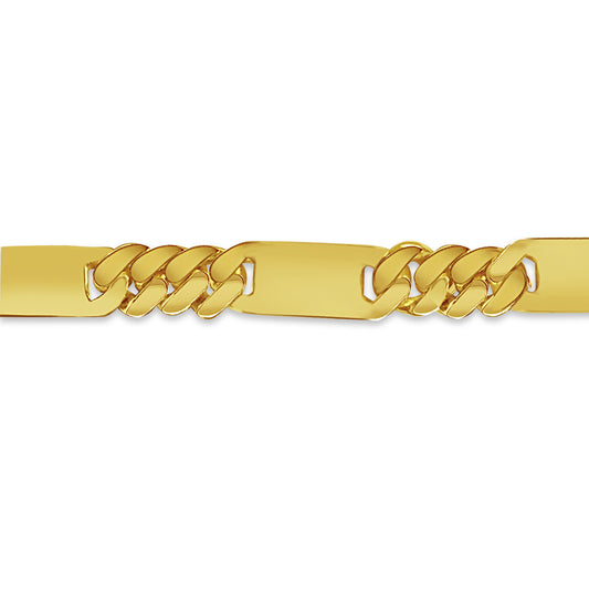 Figaro Bar Solid Gold Handmade Bracelet , 8mm, 6.5-10 Inch