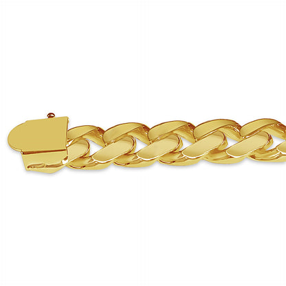 Diamond ID Curb Solid Gold Handmade Bracelet , 10mm, 6.5-10 Inch