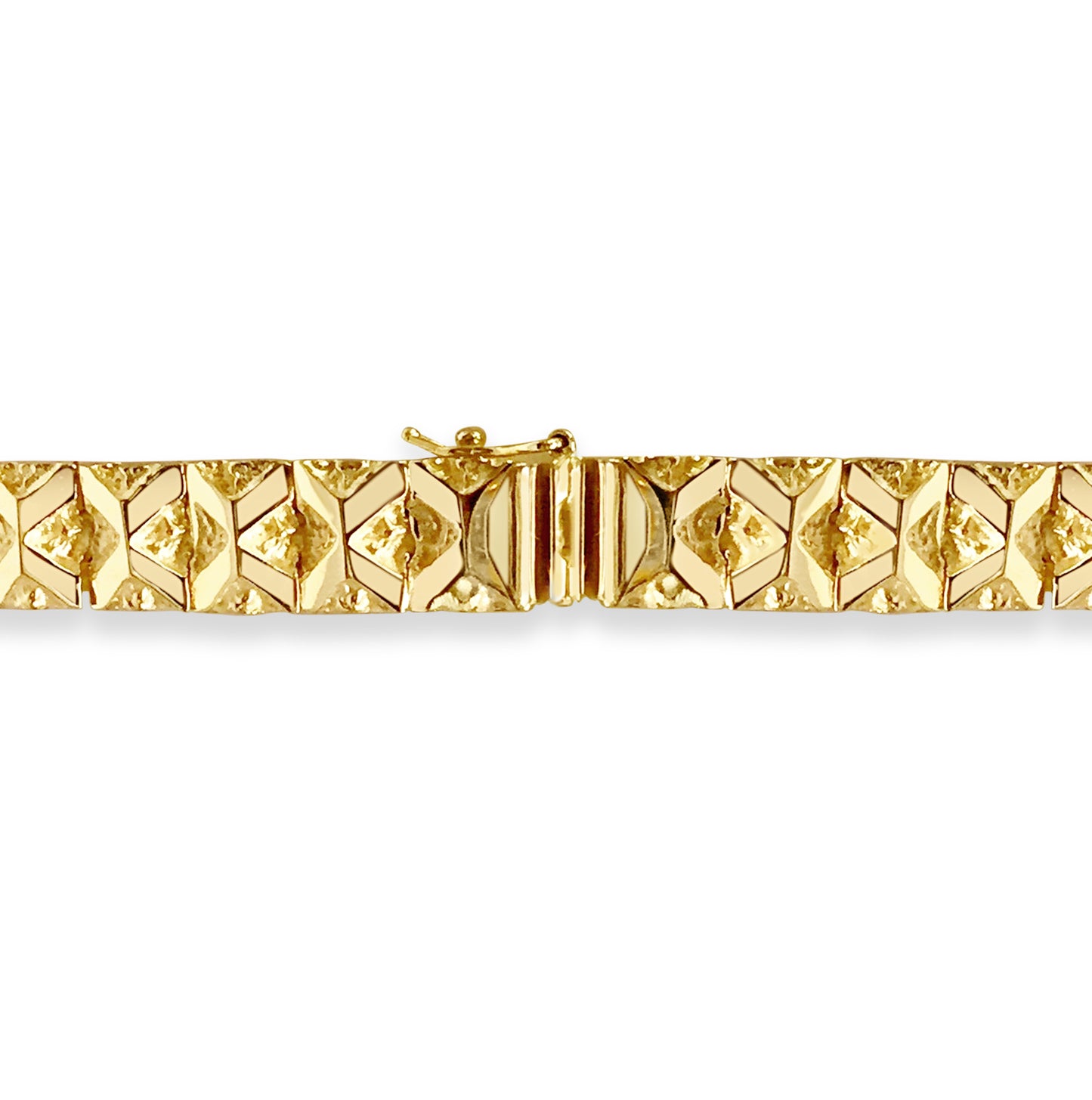 18k Solid Yellow Gold Handmade 9mm Nugget Link Bracelet, 9.5", Approx 41g