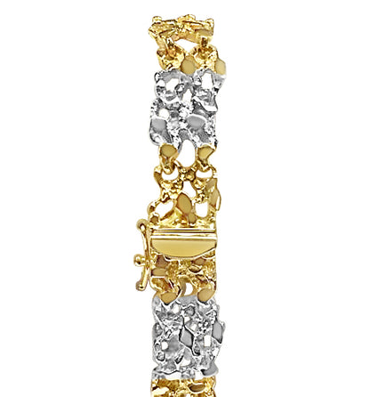 Nugget Solid Gold Handmade Bracelet , 11mm, 6.5-10 Inch