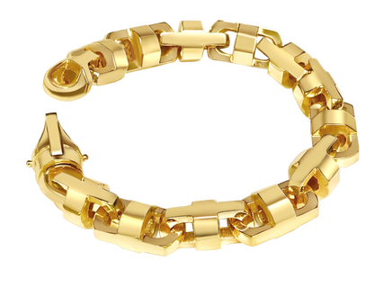 Anchor Mariner Solid Gold Handmade Bracelet , 14mm, 6.5-10 Inch
