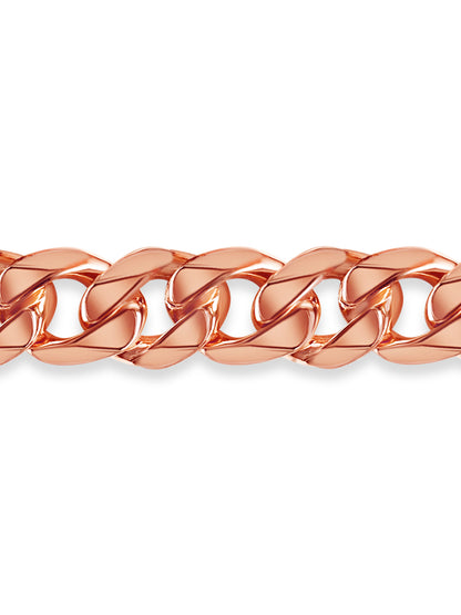 Curb Solid Gold Handmade Bracelet , 17mm, 6.5-10 Inch