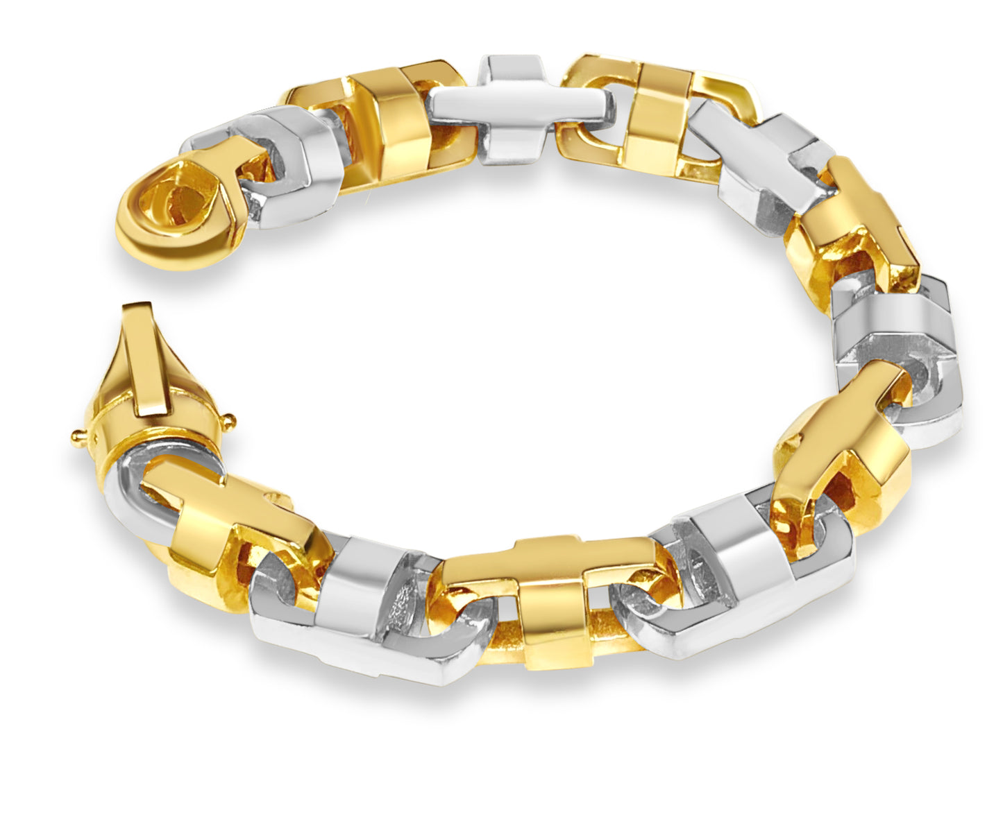 Anchor Mariner Solid Gold Handmade Bracelet , 14mm, 6.5-10 Inch