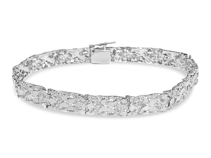 Nugget Solid Gold Handmade Bracelet , 7mm, 6.5-10 Inch
