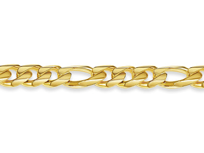 18k Solid Yellow Gold Handmade 14mm Figaro Link Bracelet, 9.5", Approx 92g