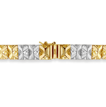Nugget Solid Gold Handmade Bracelet , 9mm, 6.5-10 Inch