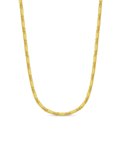 Figaro Bar Solid Gold Handmade Necklace , 8mm, 16-30 Inch