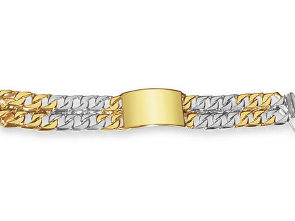 ID Curb Solid Gold Handmade Bracelet , 27mm, 6.5-10 Inch