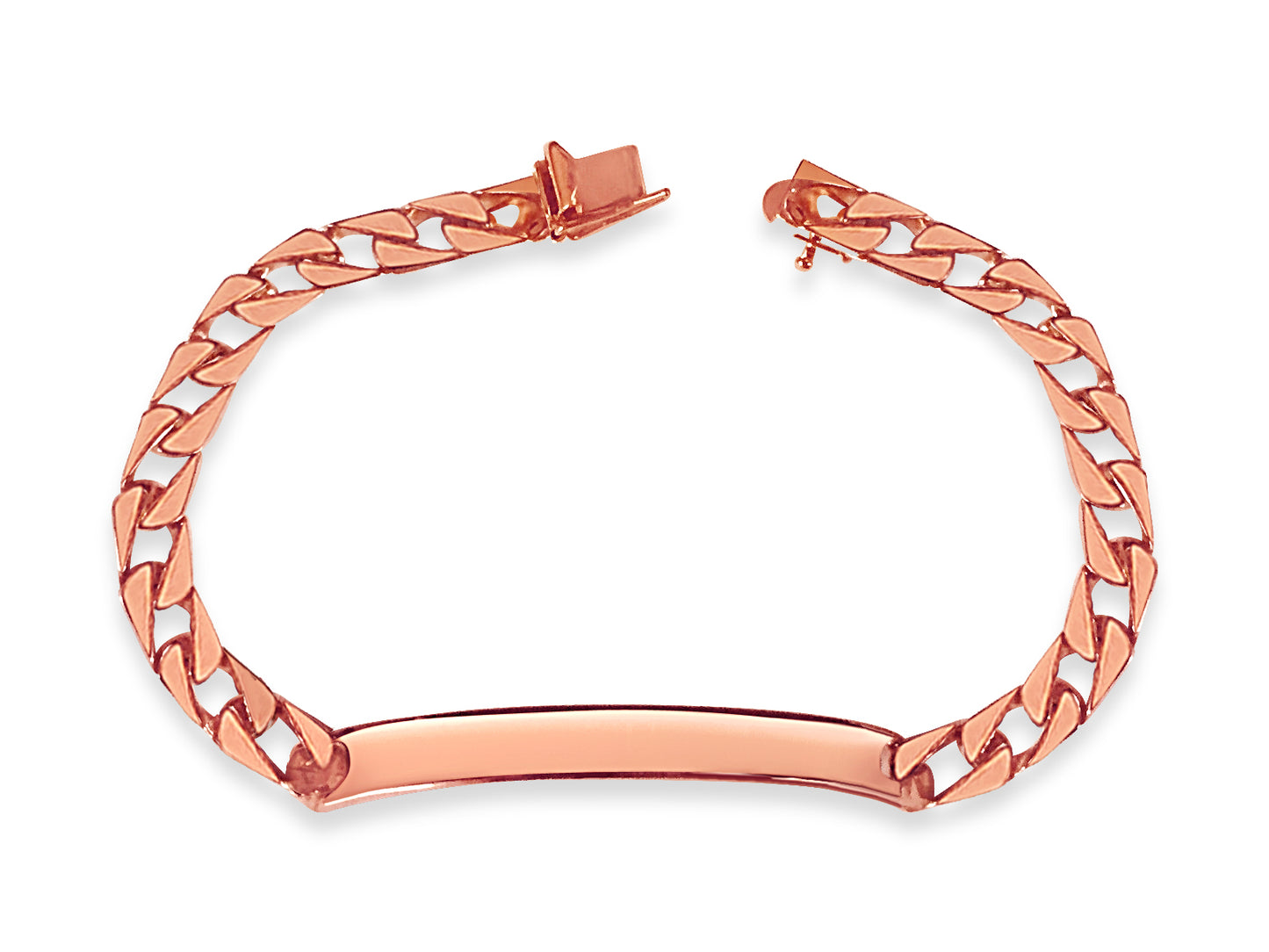 Curb Solid Gold Handmade Bracelet , 7mm, 6.5-10 Inch
