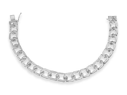 Curb Solid Gold Handmade Bracelet , 11mm, 6.5-10 Inch