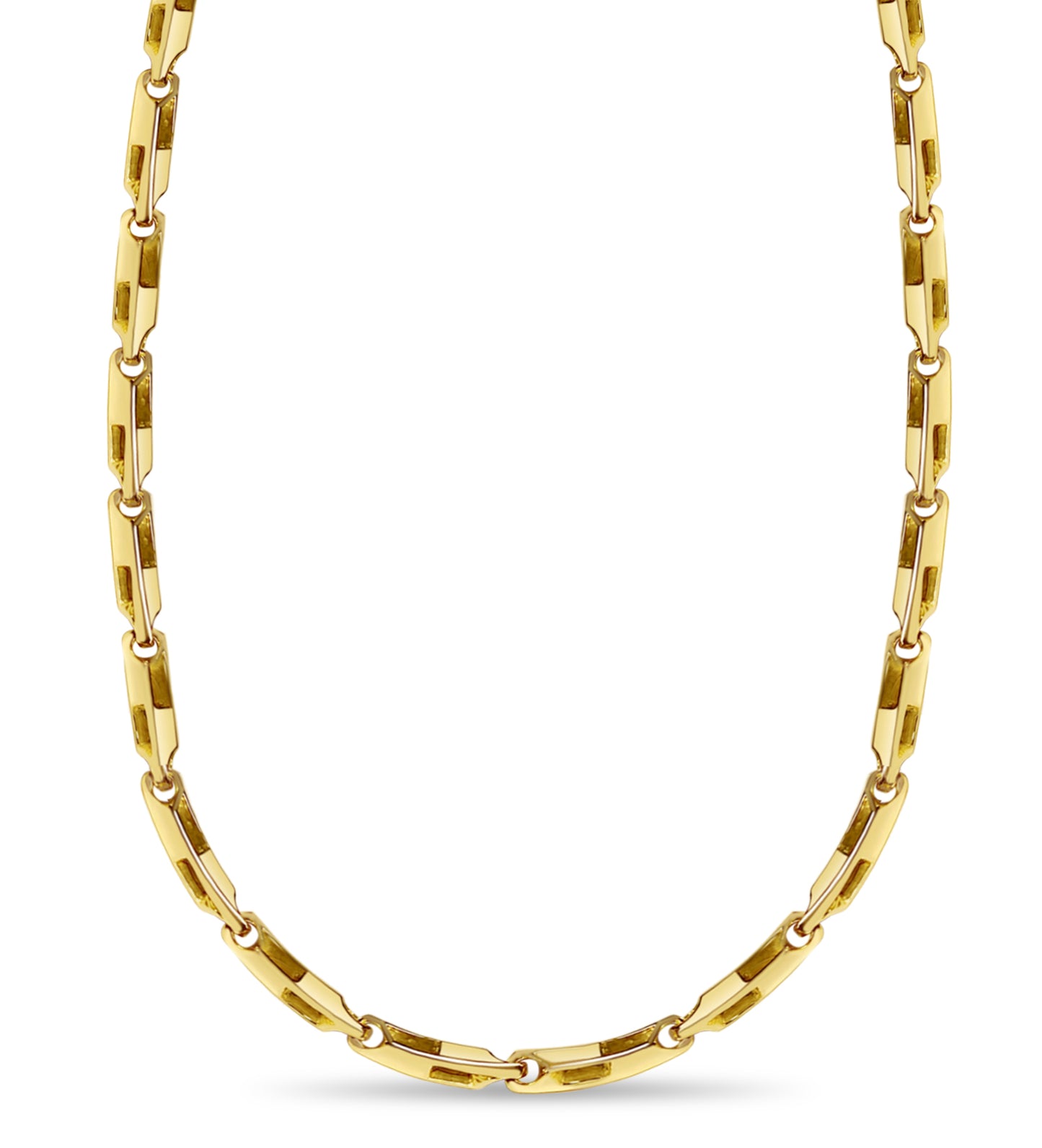 18k Solid Yellow Gold Handmade 5mm Square Tube Link Necklace, 30", Approx 86g