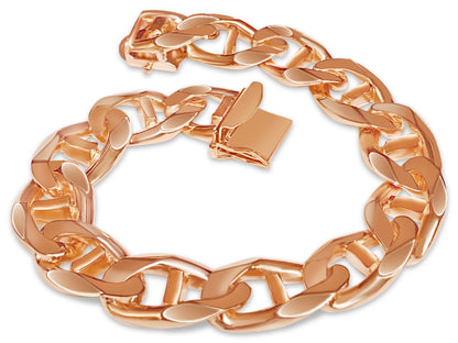 Anchor Mariner Solid Gold Handmade Bracelet , 15mm, 6.5-10 Inch