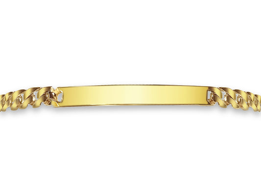 ID Curb Solid Gold Handmade Bracelet , 7mm, 6.5-10 Inch