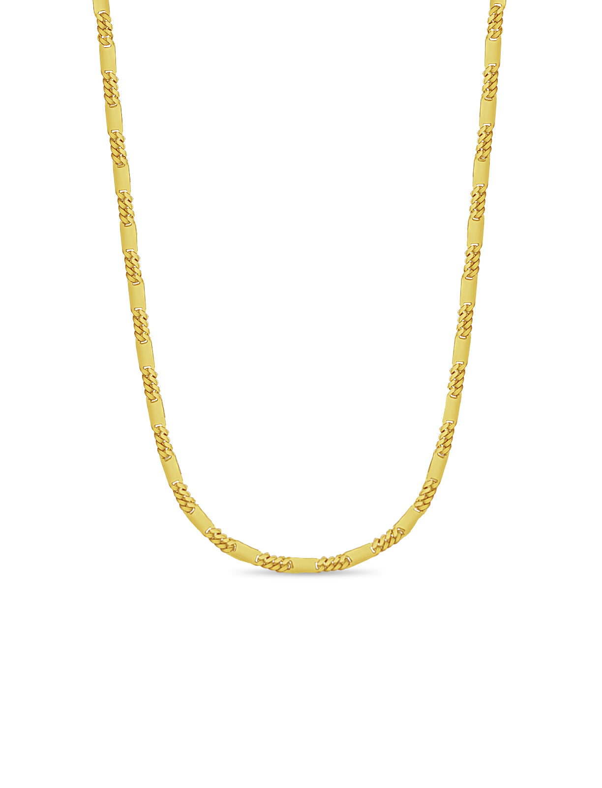 18k Solid Yellow Gold Handmade 8mm Figaro Bar Link Necklace, 30", Approx 136g