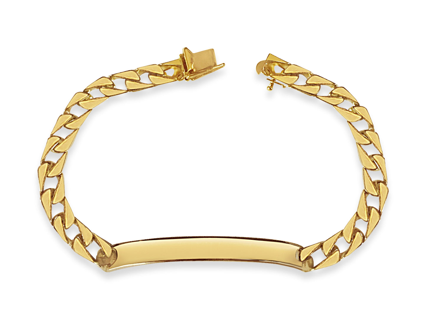 Curb Solid Gold Handmade Bracelet , 7mm, 6.5-10 Inch