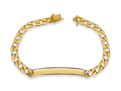Curb Solid Gold Handmade Bracelet , 7mm, 6.5-10 Inch