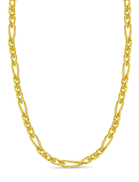 Figaro Solid Gold Handmade Necklace , 12mm, 16-30 Inch