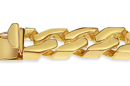 Curb Solid Gold Handmade Bracelet , 15mm, 6.5-10 Inch