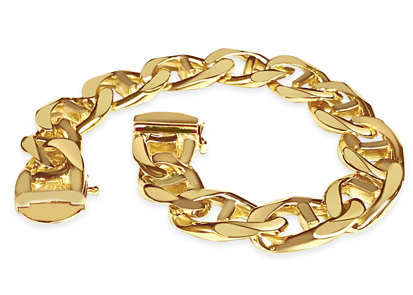 Mariner Solid Gold Handmade Bracelet , 15mm, 6.5-10 Inch
