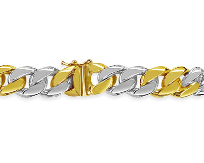 Curb Solid Gold Handmade Bracelet , 11mm, 6.5-10 Inch