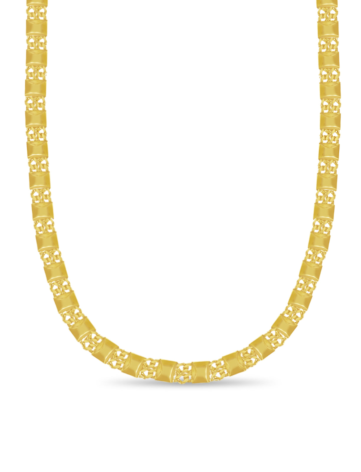 Curb & Bar Solid Gold Handmade Necklace , 17mm, 16-30 Inch