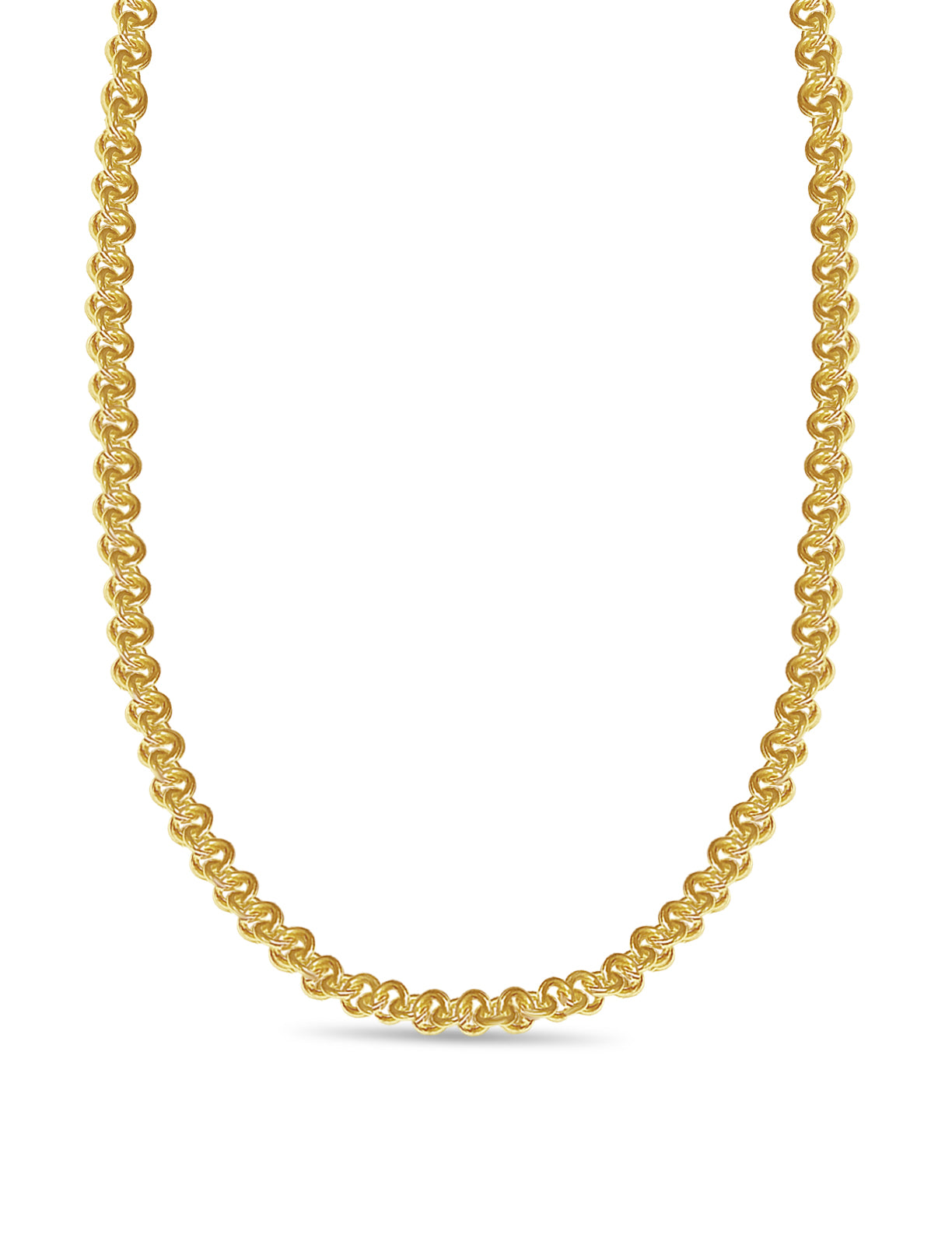 Fancy Rolo Solid Gold Handmade Necklace , 9mm, 16-30 Inch