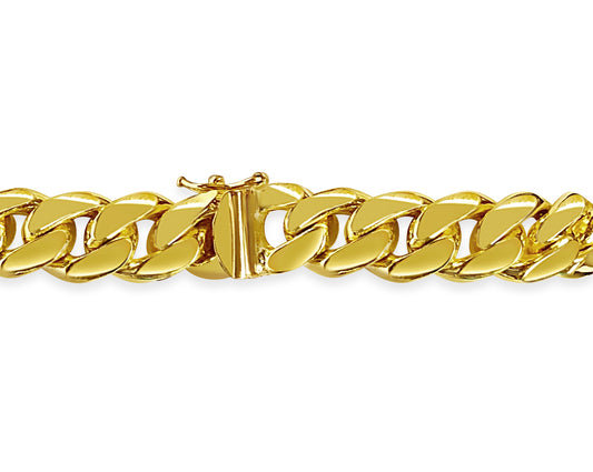 Curb Solid Gold Handmade Bracelet , 11mm, 6.5-10 Inch
