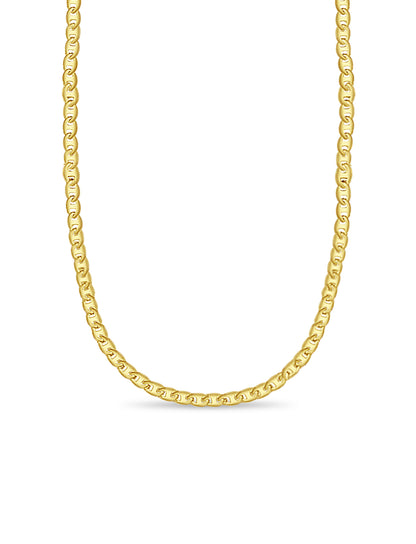 18k Solid Yellow Gold Handmade 9mm Mariner Link Necklace, 30", Approx 114g