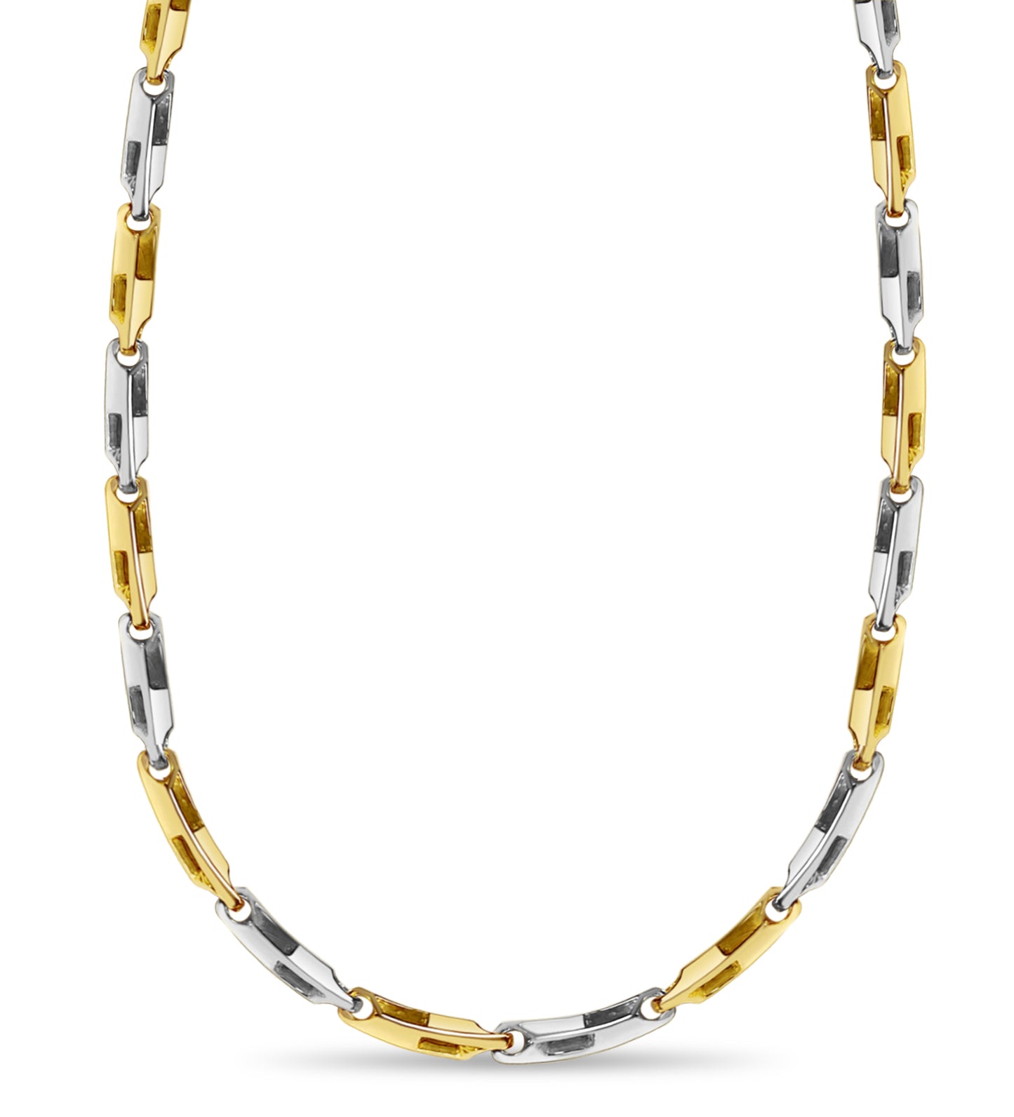 18k Solid Yellow Gold Handmade 5mm Square Tube Link Necklace, 30", Approx 86g