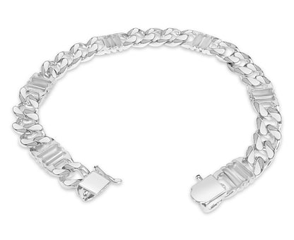 Curb Solid Gold Handmade Bracelet , 9mm, 6.5-10 Inch