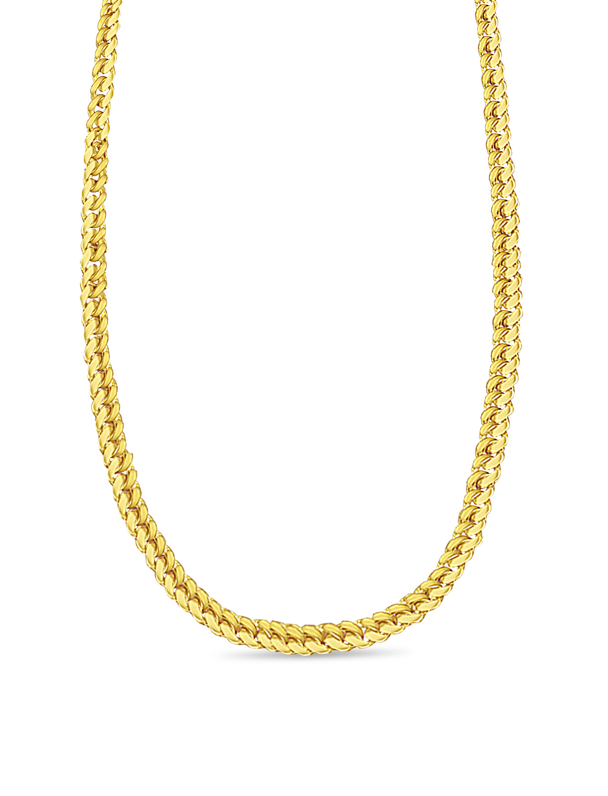 Curb Solid Gold Handmade Necklace , 7mm, 16-30 Inch