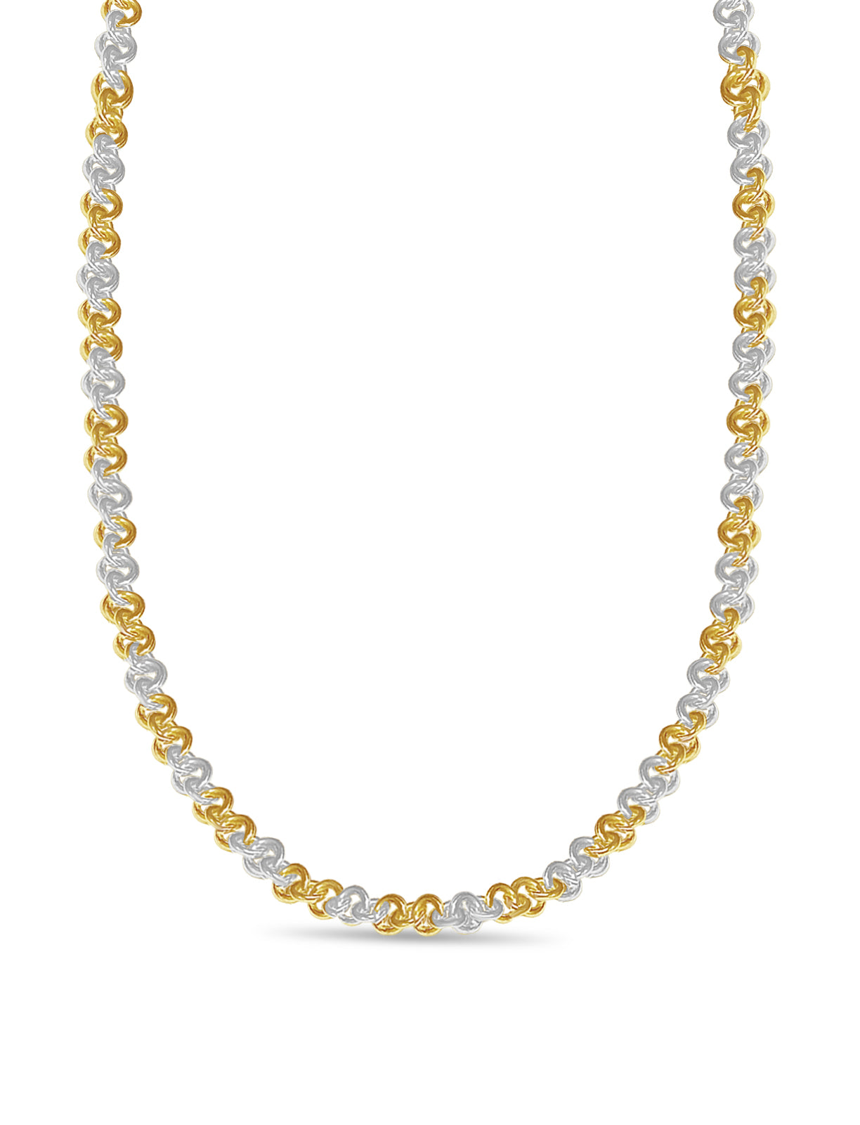 Fancy Rolo Solid Gold Handmade Necklace , 9mm, 16-30 Inch