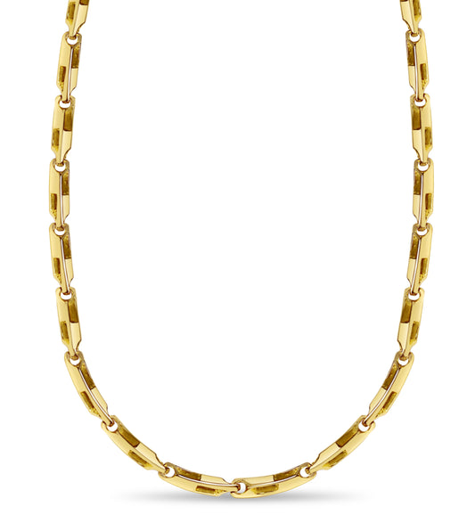 Square Tube Solid Gold Handmade Necklace , 5mm, 16-30 Inch
