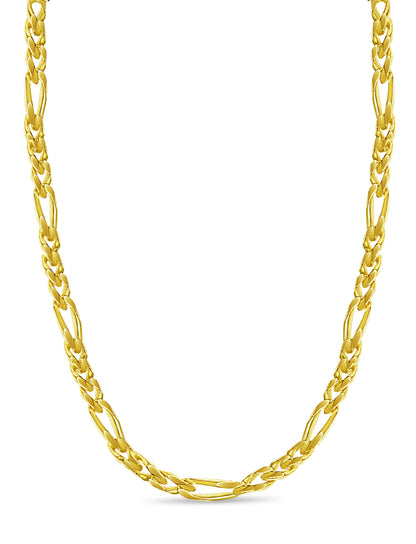 Figaro Solid Gold Handmade Necklace , 12mm, 16-30 Inch