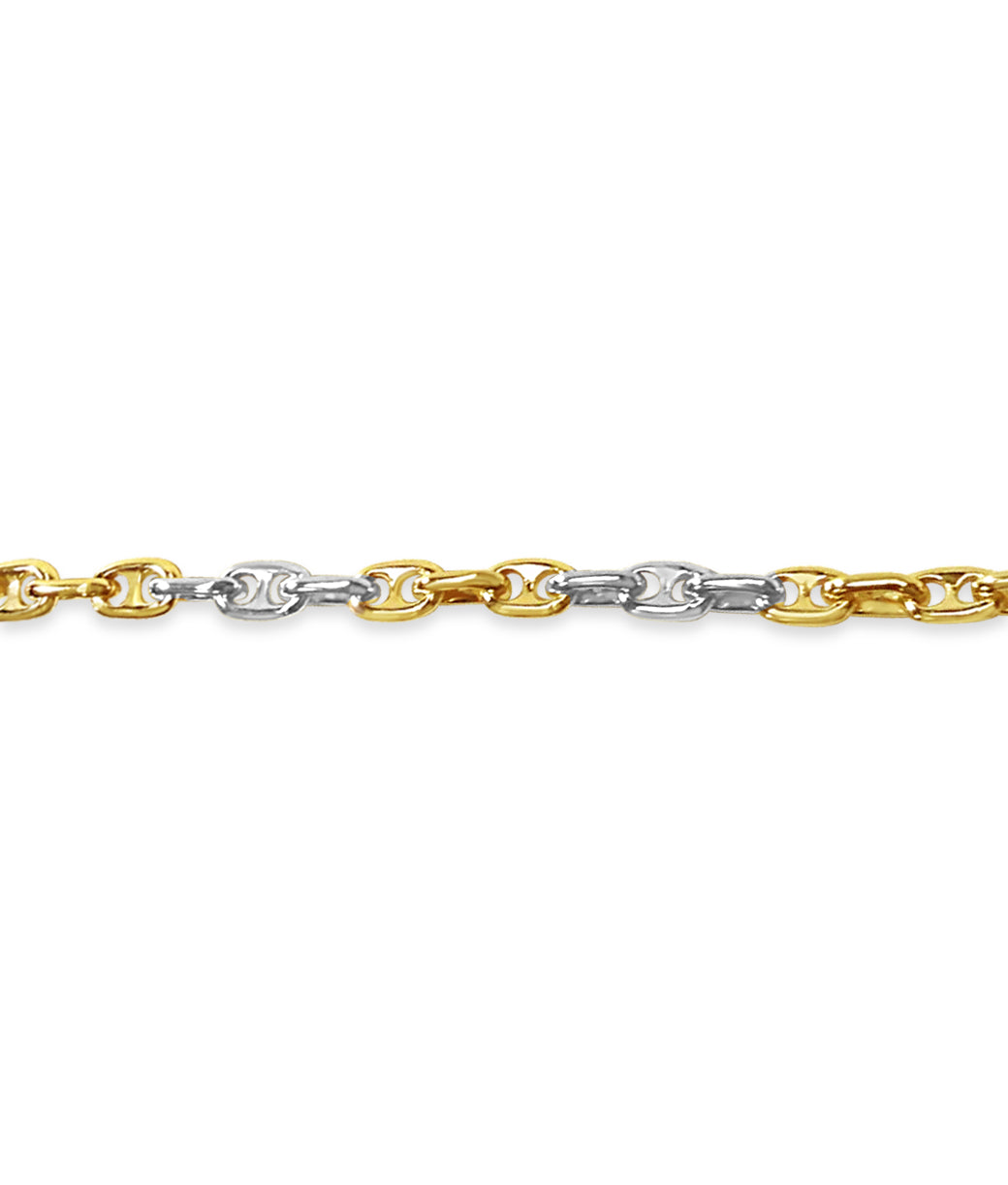 Anchor Mariner Solid Gold Handmade Bracelet , 5mm, 6.5-10 Inch