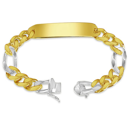 18k Solid Yellow Gold Handmade 12mm ID Figaro Link Bracelet, 9.5", Approx 76g