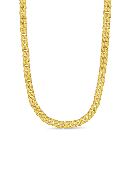 Curb Solid Gold Handmade Necklace , 9mm, 16-30 Inch