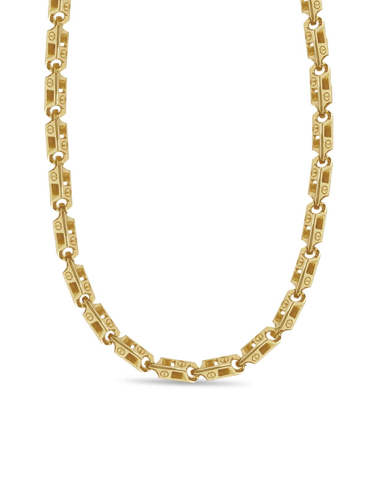 Fancy Screw Solid Gold Handmade Necklace , 7mm, 16-30 Inch