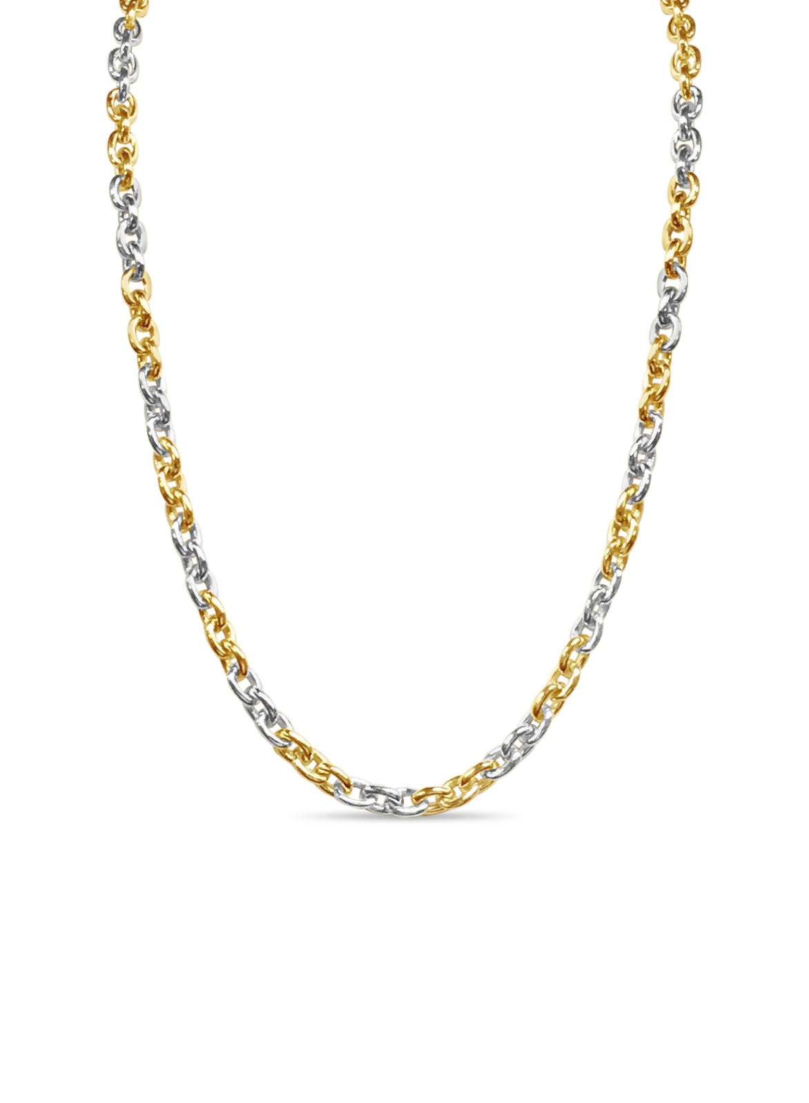 Fancy Rolo Solid Gold Handmade Necklace , 7mm, 16-30 Inch