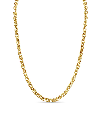 Fancy Rolo Solid Gold Handmade Necklace , 7mm, 16-30 Inch