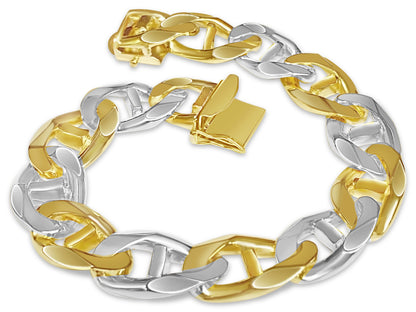 Anchor Mariner Solid Gold Handmade Bracelet , 15mm, 6.5-10 Inch