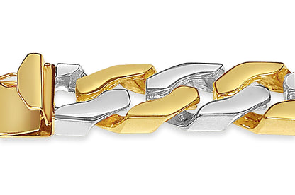 Curb Solid Gold Handmade Bracelet , 15mm, 6.5-10 Inch