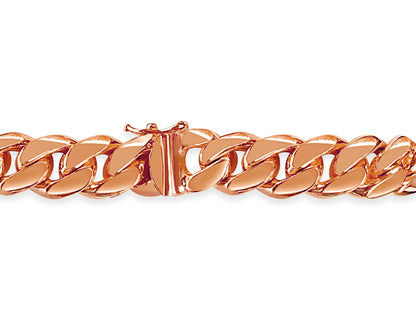 Curb Solid Gold Handmade Bracelet , 11mm, 6.5-10 Inch