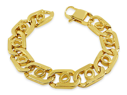 Bullet Tiger Eye Solid Gold Handmade Bracelet , 16mm, 6.5-10 Inch