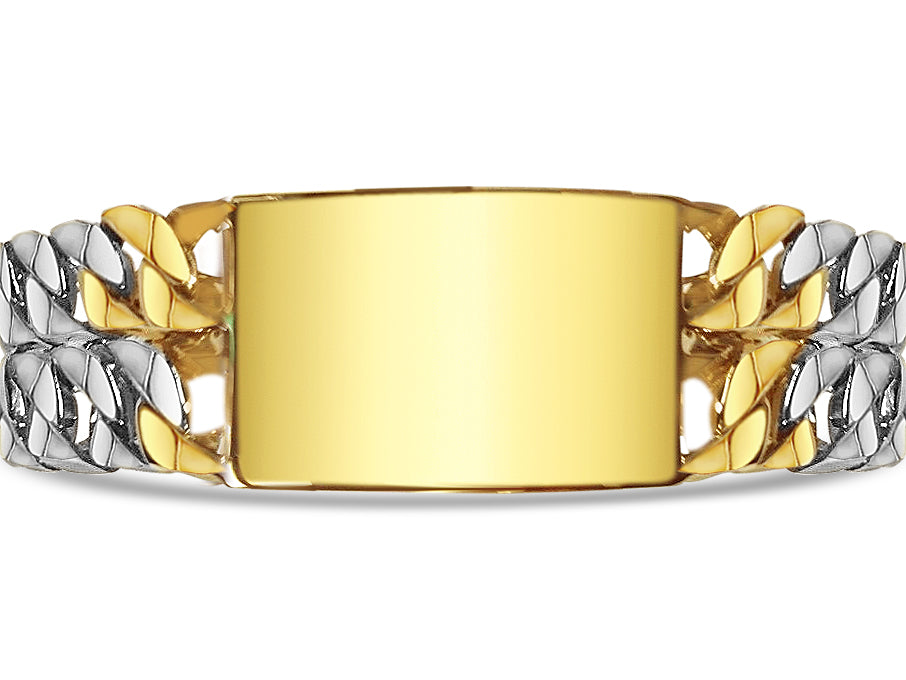 ID Curb Solid Gold Handmade Bracelet , 27mm, 6.5-10 Inch